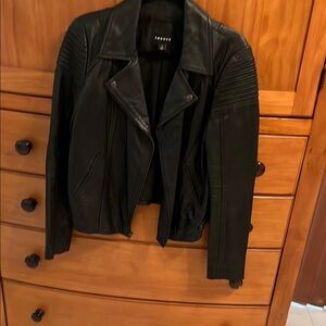 Trouve Black Leather Moto Jacket